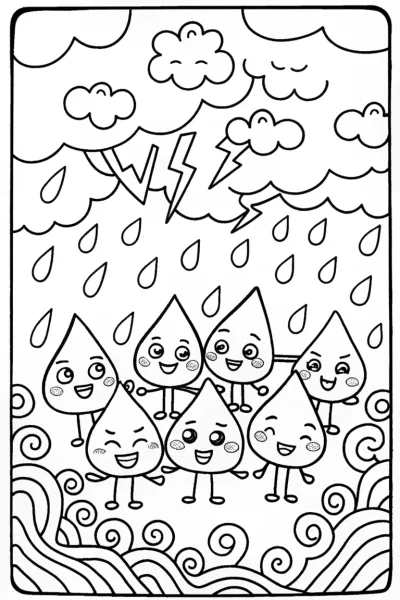 Electrifying Rain Dance Coloring Page