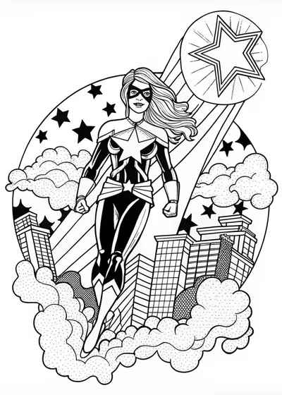 Captain Marvel: Galactic Defender Coloring Page