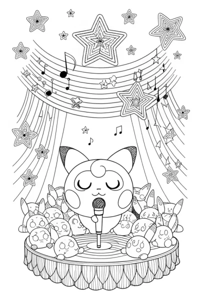 Jigglypuff’s Magical Concert Coloring Page
