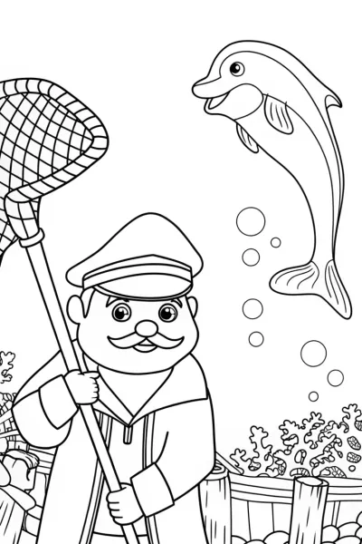 Captain Barnacles’ Ocean Conservation Quest Coloring Page