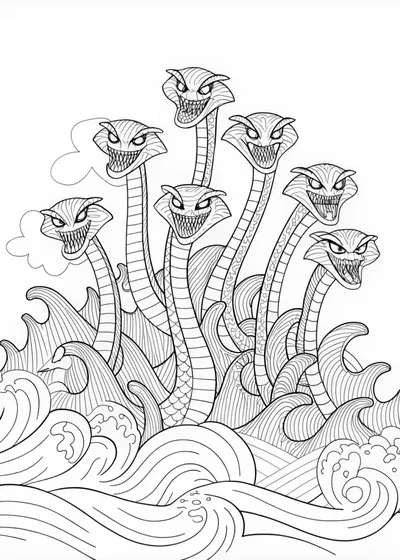 Chaotic Hydra’s Wrath Coloring Page