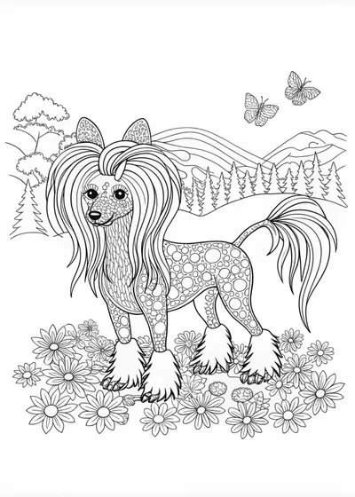 Fluffy Dog Coloring Page