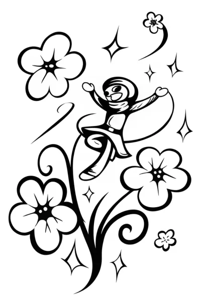 Dancing Ninja in the Garden of Stars Coloring Page