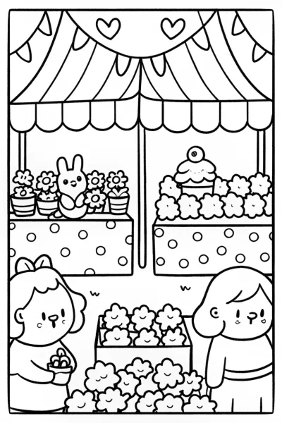 Heartflower Bazaar Coloring Page