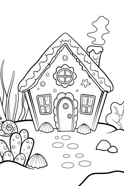 Gingerbread house underwater scene