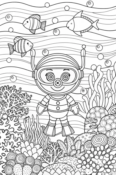 Huggy Wuggy’s Scuba Splash Coloring Page