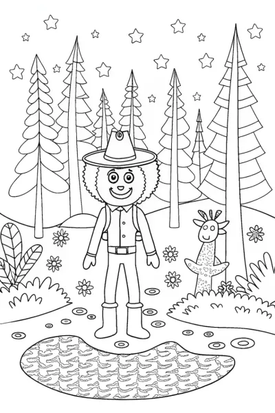 Huggy Wuggy’s Enchanted Forest Adventure Coloring Page