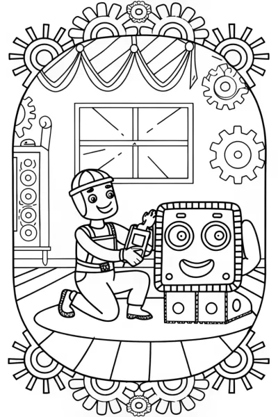 Blippi’s Robot Repair Adventure Coloring Page