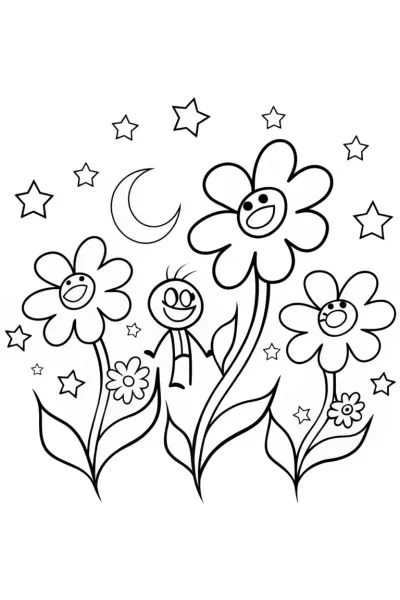 Huggy Wuggy’s Magical Garden Adventure Coloring Page