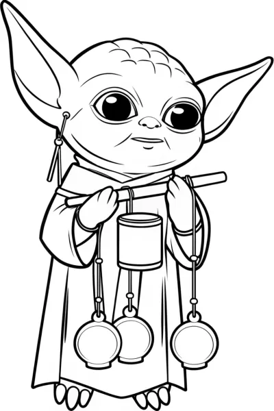 Baby Yoda crafting wind chimes