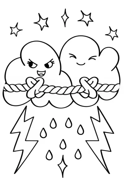 Lightning Bolt Tug-of-War Coloring Page