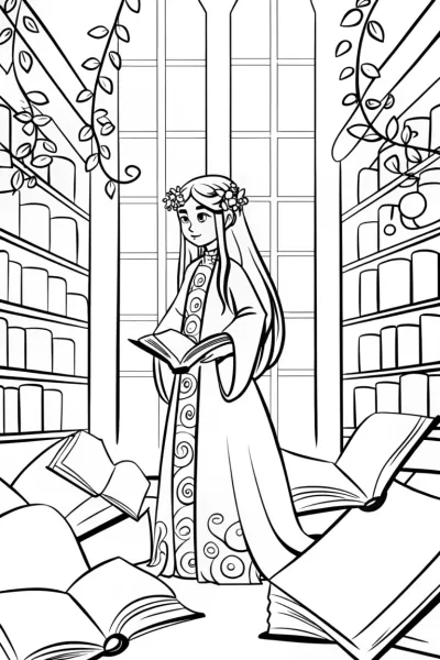 Lira the Fairy Librarian Coloring Page