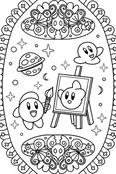 Kirby’s Galactic Art Adventure Coloring Page