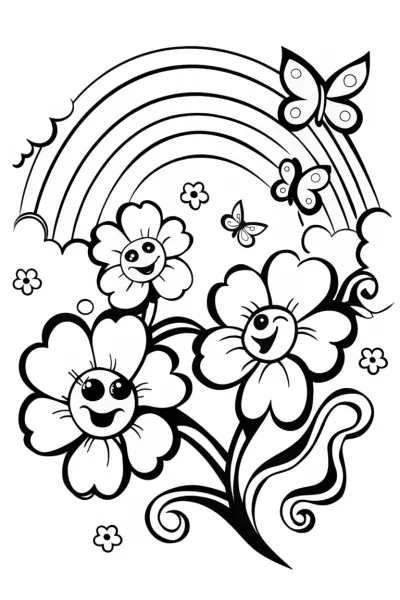 The Whimsical Flower Garden of Dreams Coloring Page