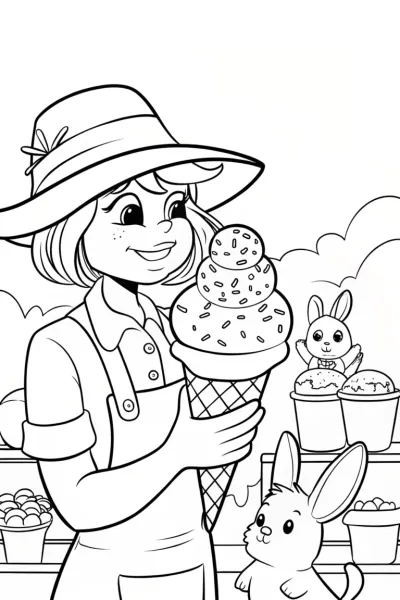 The Ice Cream Artist Coloring Page