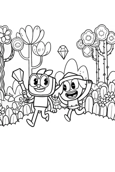 Bluey and Bingo’s Magical Treasure Hunt Coloring Page