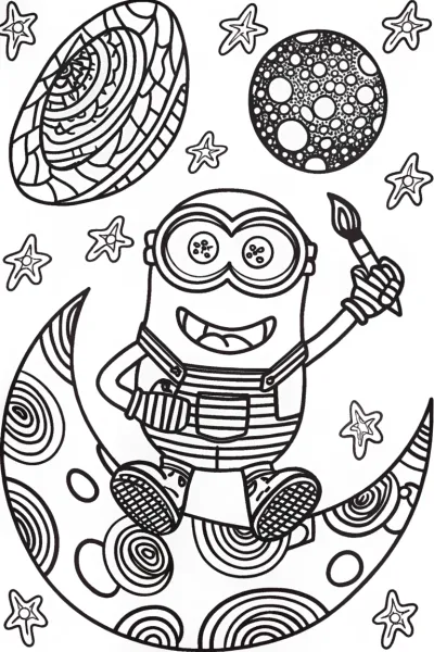 Minion’s Galactic Art Adventure Coloring Page