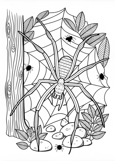 Spider in its Web Coloring Page