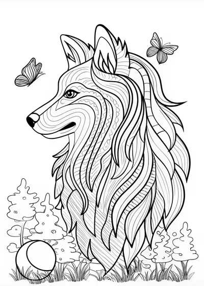 Detailed German Shepherd Coloring Page