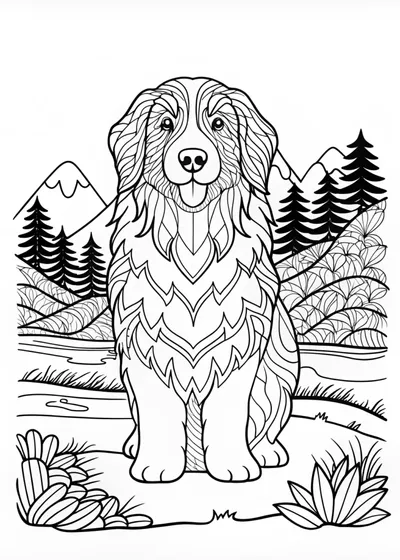 Happy Bernese Mountain Dog Coloring Page