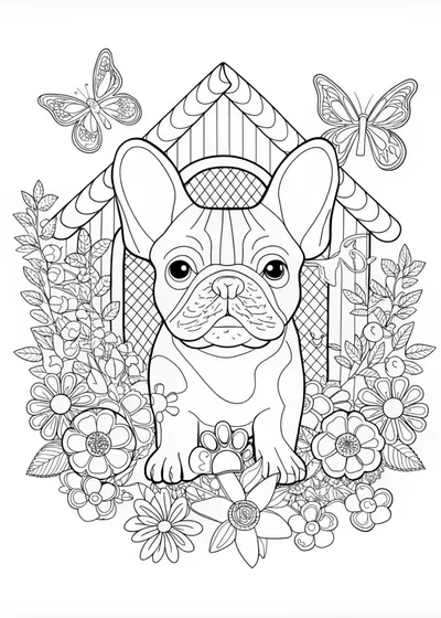French Bulldog Adventure Coloring Page