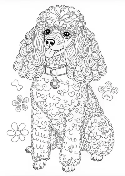 Adorable Poodle Coloring Page