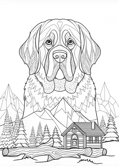 Majestic St. Bernard Coloring Page
