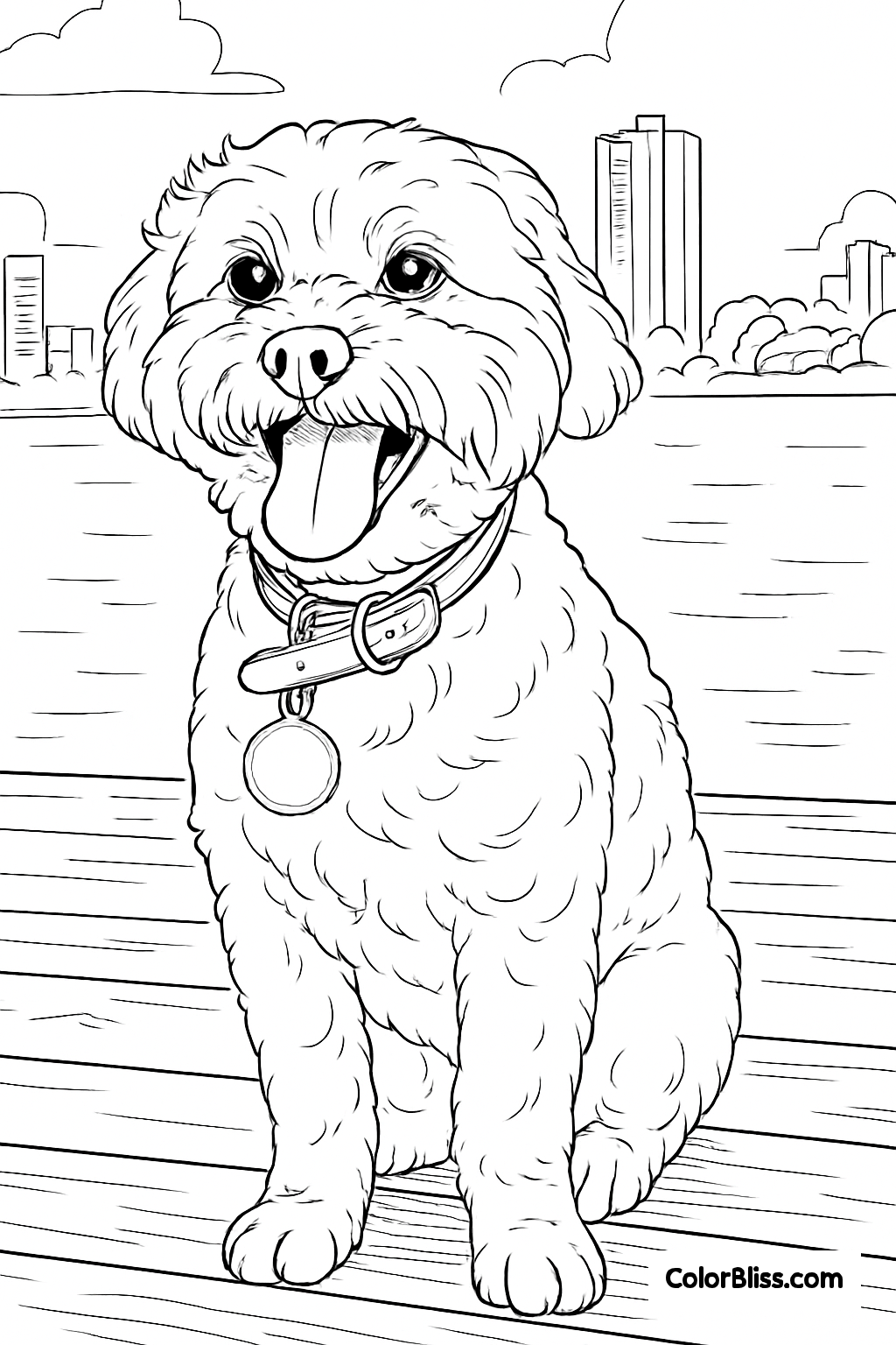 Pet photo converted to line art for coloring