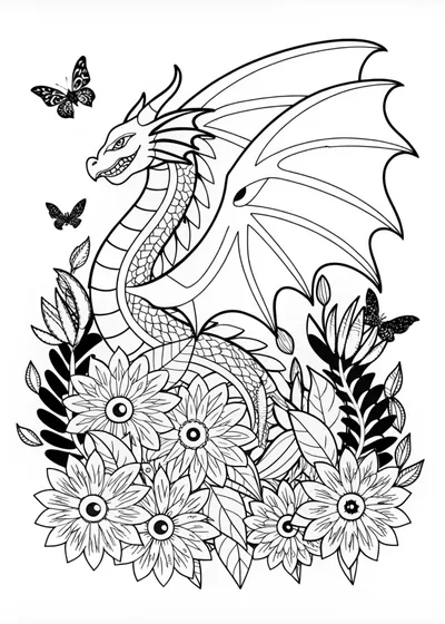 Dragon in a beautiful garden