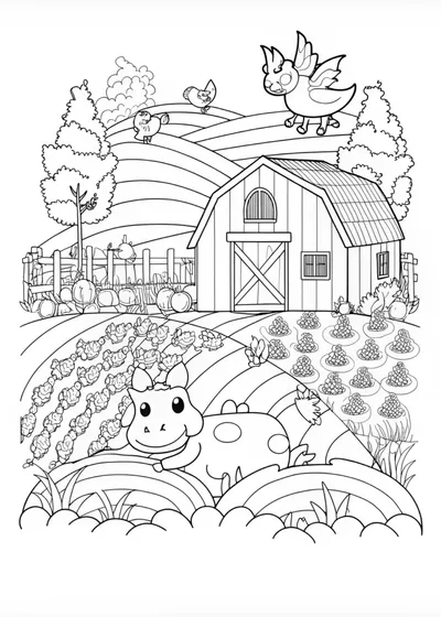 Mighty Dragon Overlooking the Valley Coloring Page