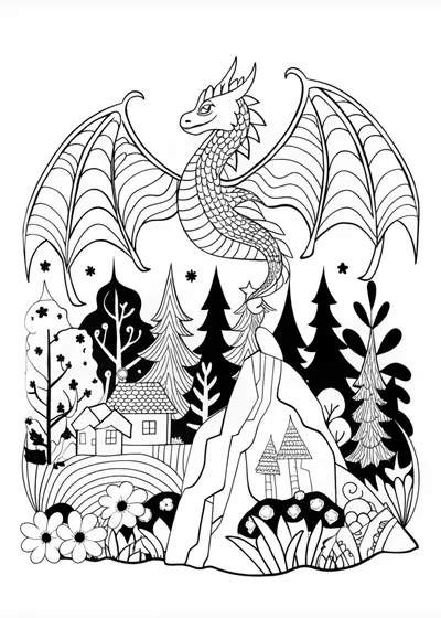 Dragon in an enchanted forest