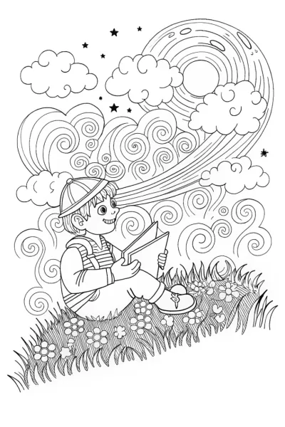Luigi’s Moonlit Sketching Adventure Coloring Page