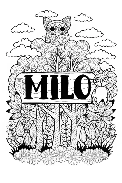 Milo’s Magical Name Adventure Coloring Page