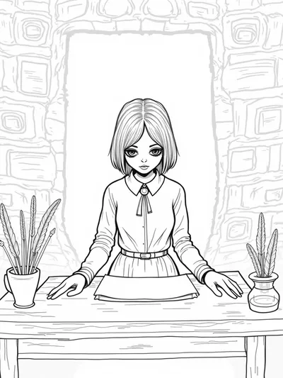 Wednesday Addams at the quill station