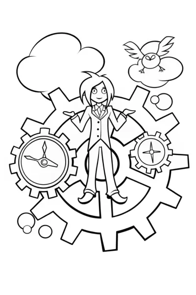 Riku’s Clockwork Adventure Coloring Page