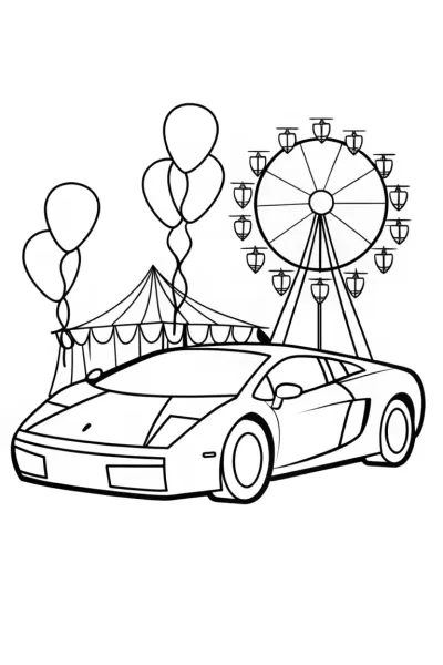Lamborghini in a Carnival of Dreams Coloring Page