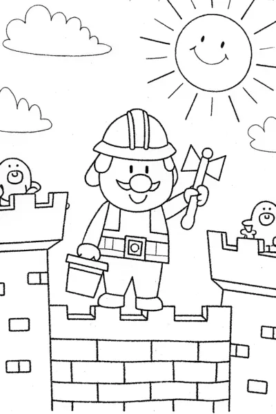 Bowser the cheerful construction buddy coloring page