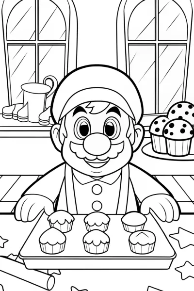 Mario’s Magical Bakery Adventure Coloring Page