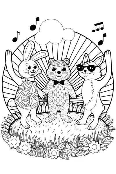 Sunset Dance Party Coloring Page