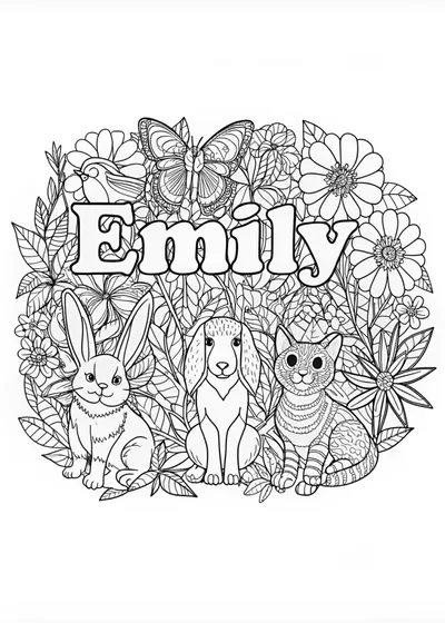 Emily’s Animal Friends Coloring Page