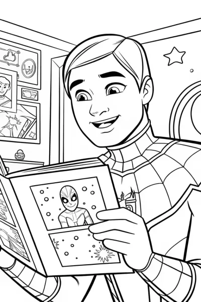 Miles Morales in the Sci-Fi Comic Lab Coloring Page
