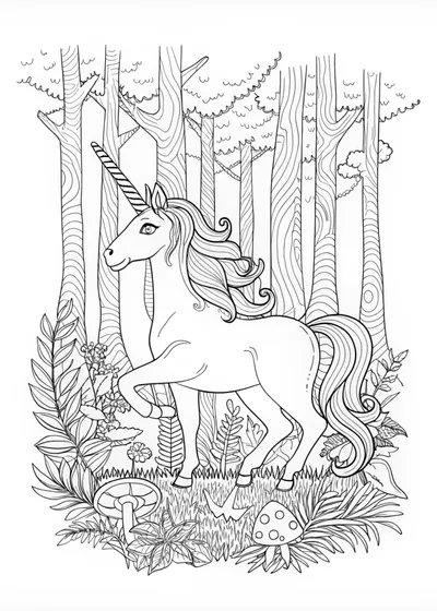 Magical unicorn in a mystical glade