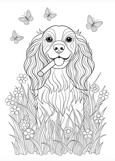 Spaniel Puppy Coloring Page.