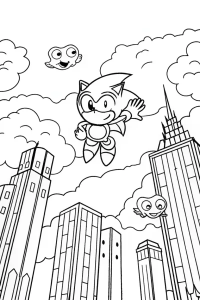 Sonic the Hedgehog’s Skyline Adventure Coloring Page