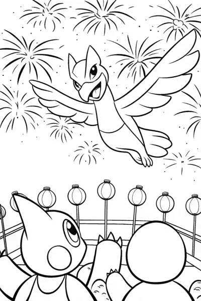 Lugia Festival Celebration Coloring Page