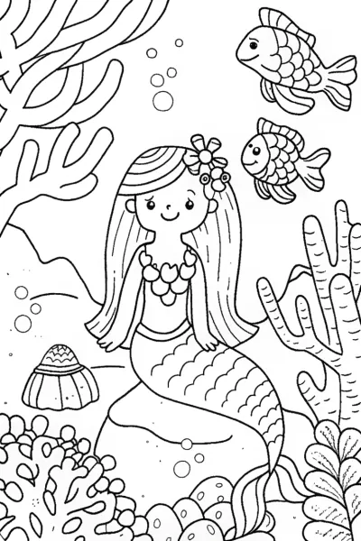 Mermaid Dream Weaver Coloring Page