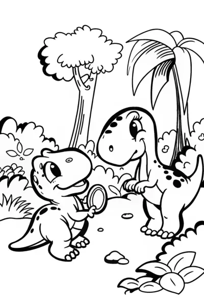 Dino Detective Adventure Coloring Page