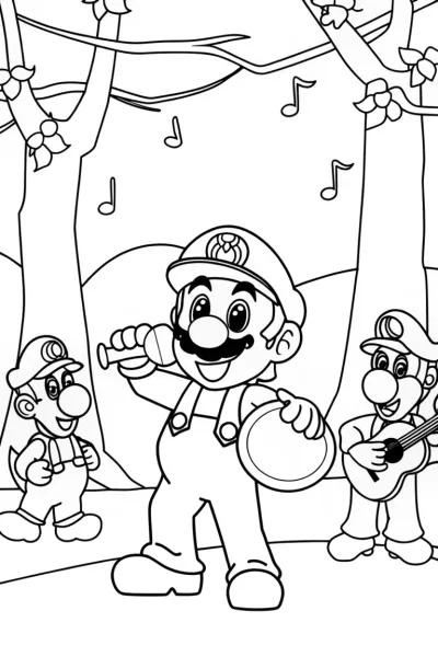 Mario’s Musical Adventure Coloring Page