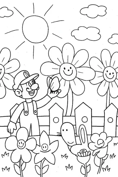 Luigi’s Garden Adventure Coloring Page