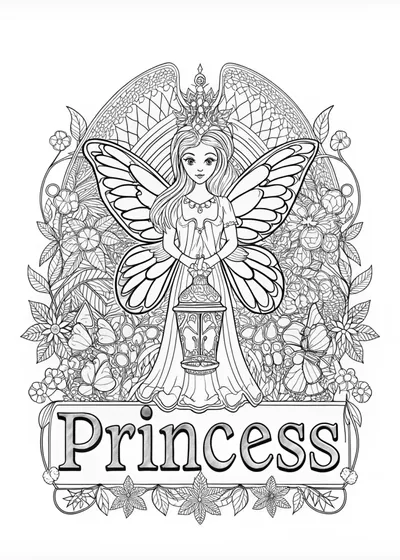 Fairy Princess with Lantern Coloring Page